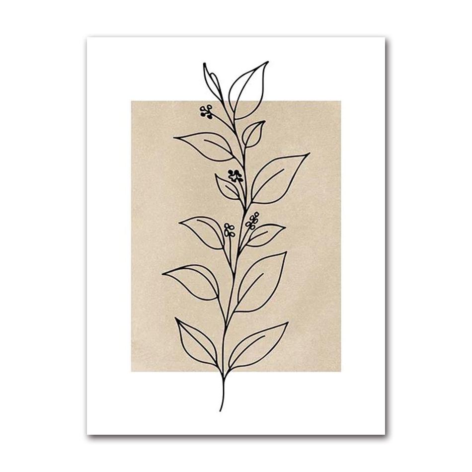 Boho Abstract Leaf & Landscape Canvas Wall Art, Oil Painting Poster for Bedroom Living Room Home Interior Decor