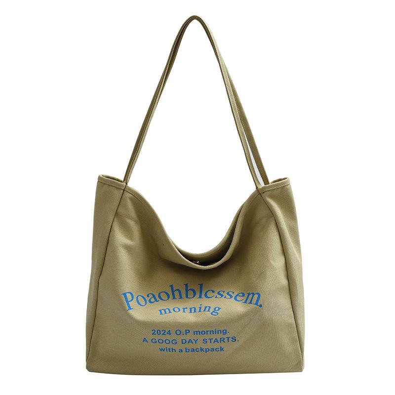 

Вместительная сумка-тоут Женская новая литературная холщовая сумка Студенческая для учебы и работы Наплечная сумка-тоут 48*15*33 хаки