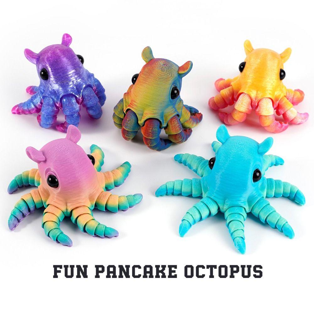 PLA Plastic 3D Printed Octopus Model Multi-jointed Movable Octopus Desktop Ornaments 7 Colors Animal Simulation Model Children's