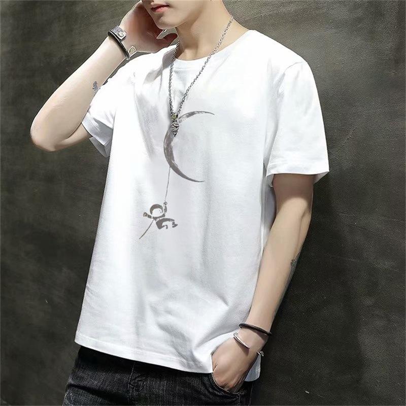 Men'S Short-Sleeved T-Shirt New Summer Trend Korean Version Loose Bottoming Shirt Clothes T-Shirt Large Size Teen
