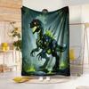 1pc of Trendy Mechanical Dinosaur Glow-In-The-Dark Patterned Blanket, a Comfortable Fleece Throw for Modern Bedroom And Sofa Decoration, Available In 