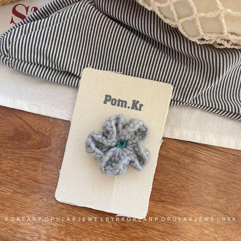 

Вязаная шерстяная заколка-цветок в корейском стиле для детей - Осенний зажим-уточка для боковой пряди