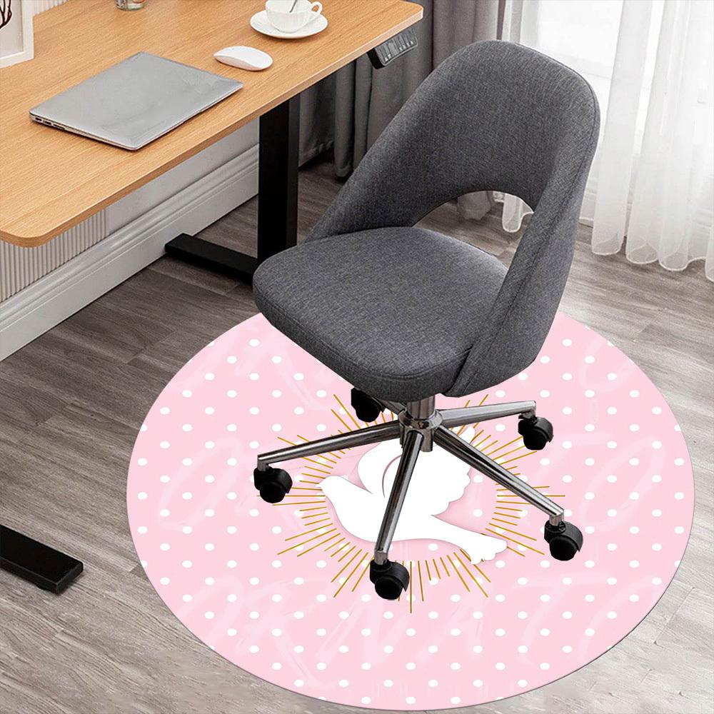 

1pc Dove Round Chair mat Area Rug - Non-Slip, Floor Mat for Office, Bedroom, home decor Christmas Gift p0811291 80cm