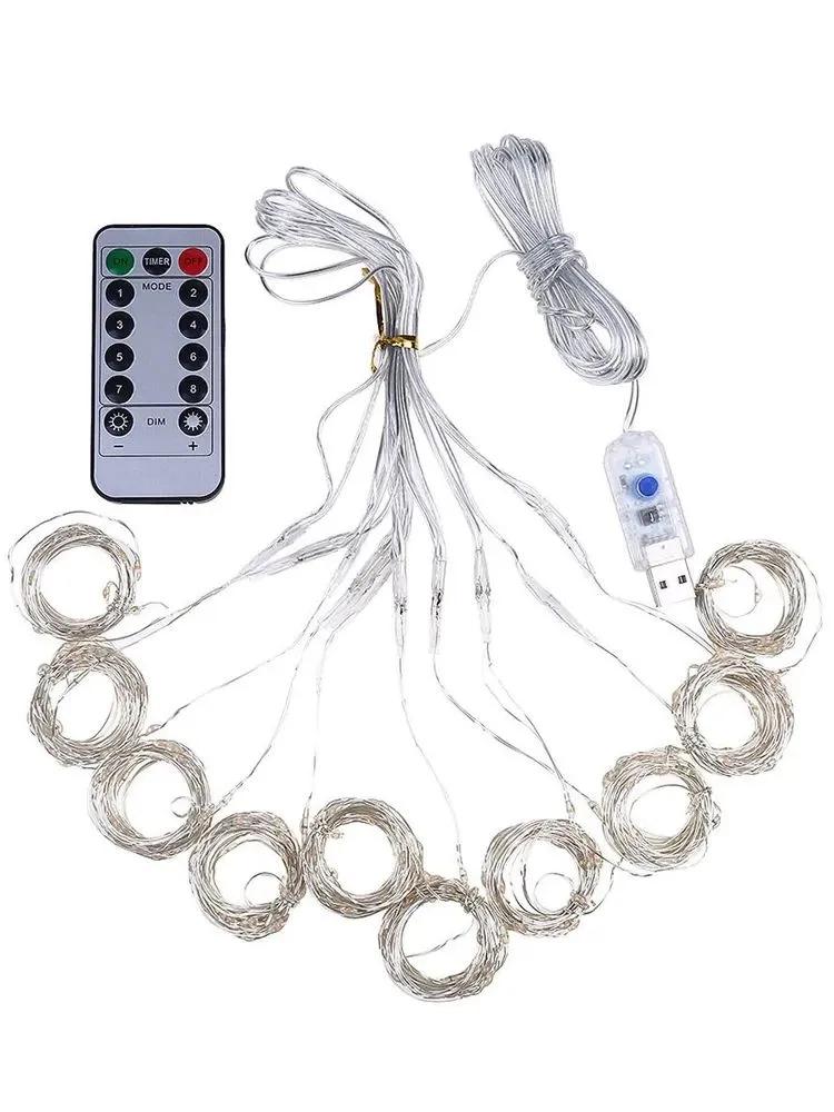 Electric garland interior curtain LED 100 lamps, 3 m, powered by USB port, 1 pc