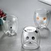 250-300ml Cat Mugs Double Glass Cup Large Capacity Portable Bear Cartoon Coffee Cup Tea Cups with Handle Glass Water Milk Mug