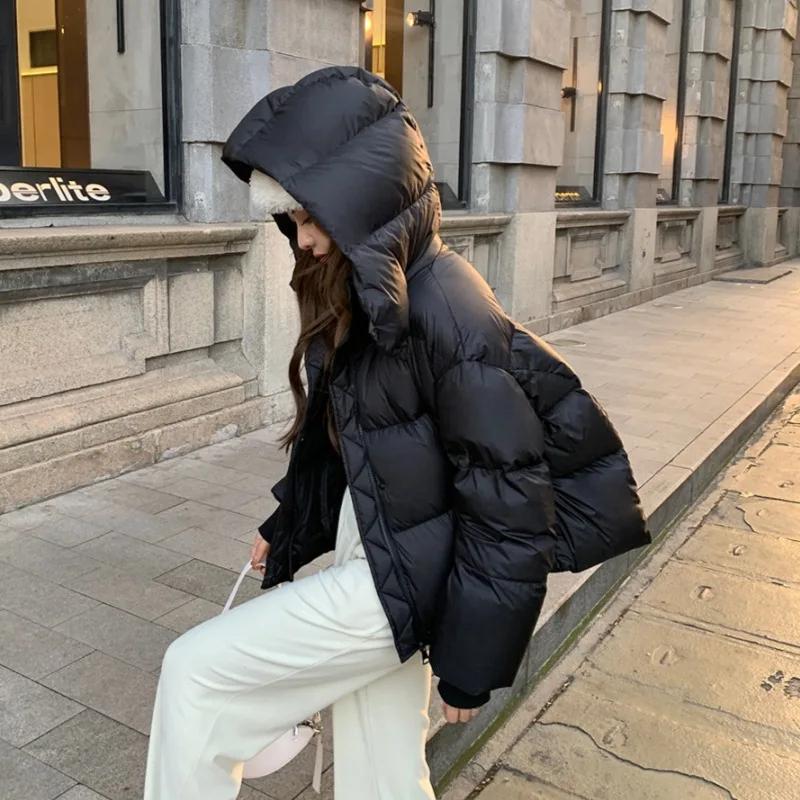 Palton Nou de Iarnă Căptușit cu Bumbac Trend Îmbrăcăminte Femei Jachetă Puf Scurtă Parka cu Glugă Caldă Groasă Design Coreean Jachetă Șic Mujer