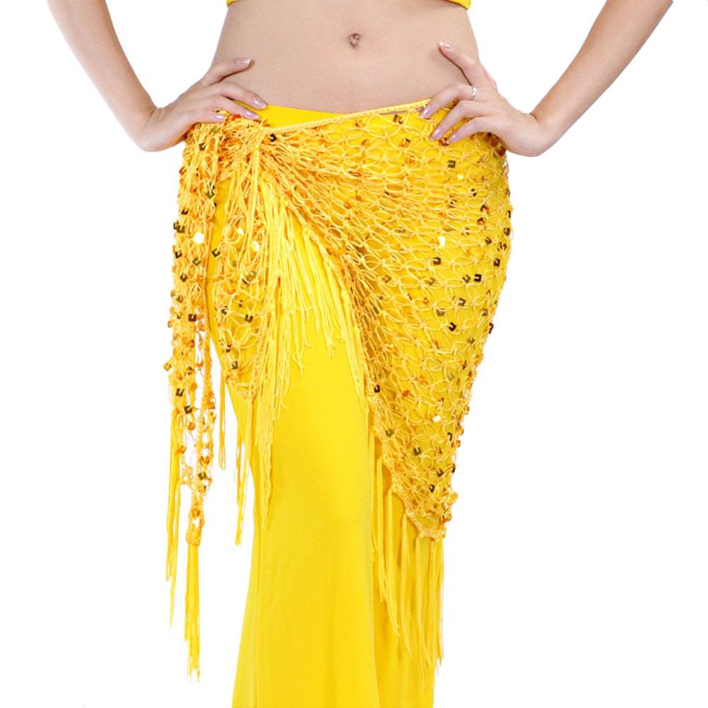 Fashion Tassel Belly Dance Hip Scarf Sequins Bohemian Waist Chain Crochet Dancer Skirt Show Costumes