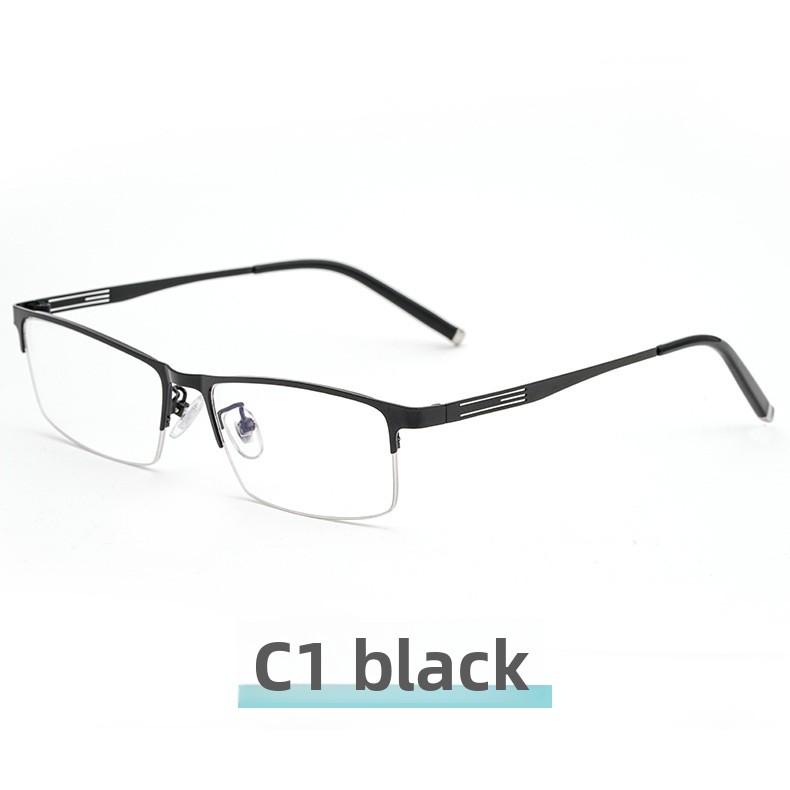 

55mm-140mm New Men s Half Frame Glasses Titanium Alloy Anti Blue Light Reading Eyeglasses Custom Myopia Prescription -1.00-1.50 Reading 4.00 чорний