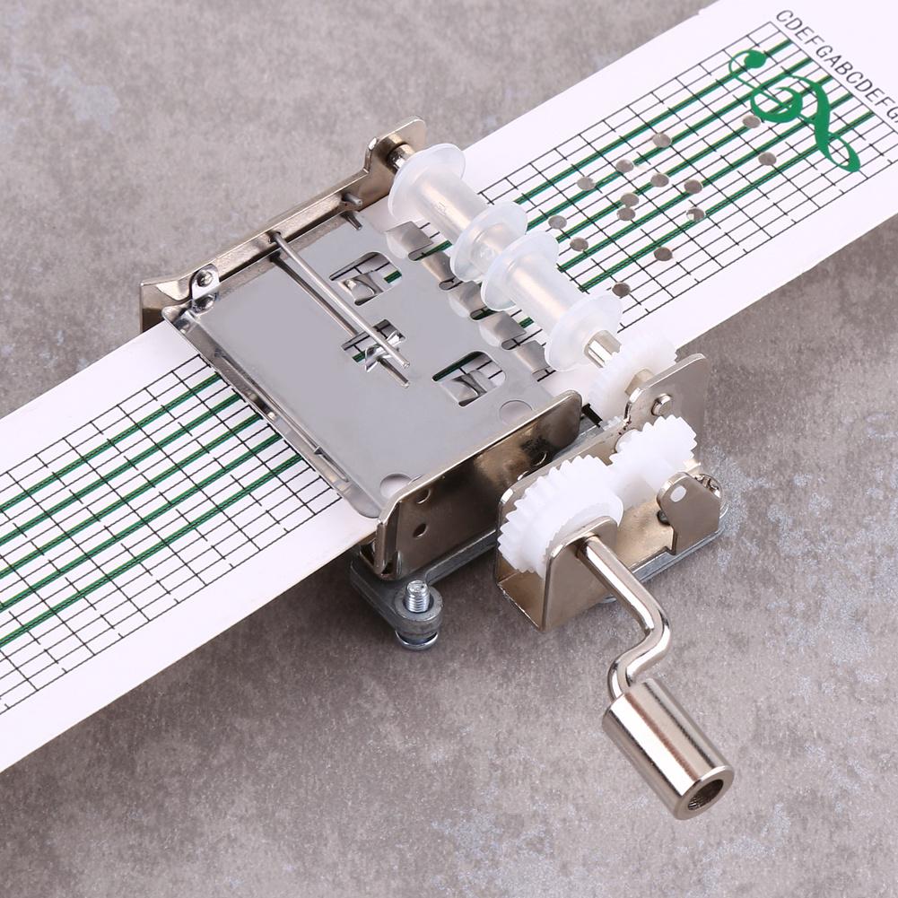 15 Note Hand Crank Movement with 3Pcs Blank Paper Tape and Hole Puncher for DIY Music Box Parts