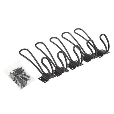 Vintage Style Double Coat Hat Hooks Closet Hanger Organizer (5PCS Black L)
