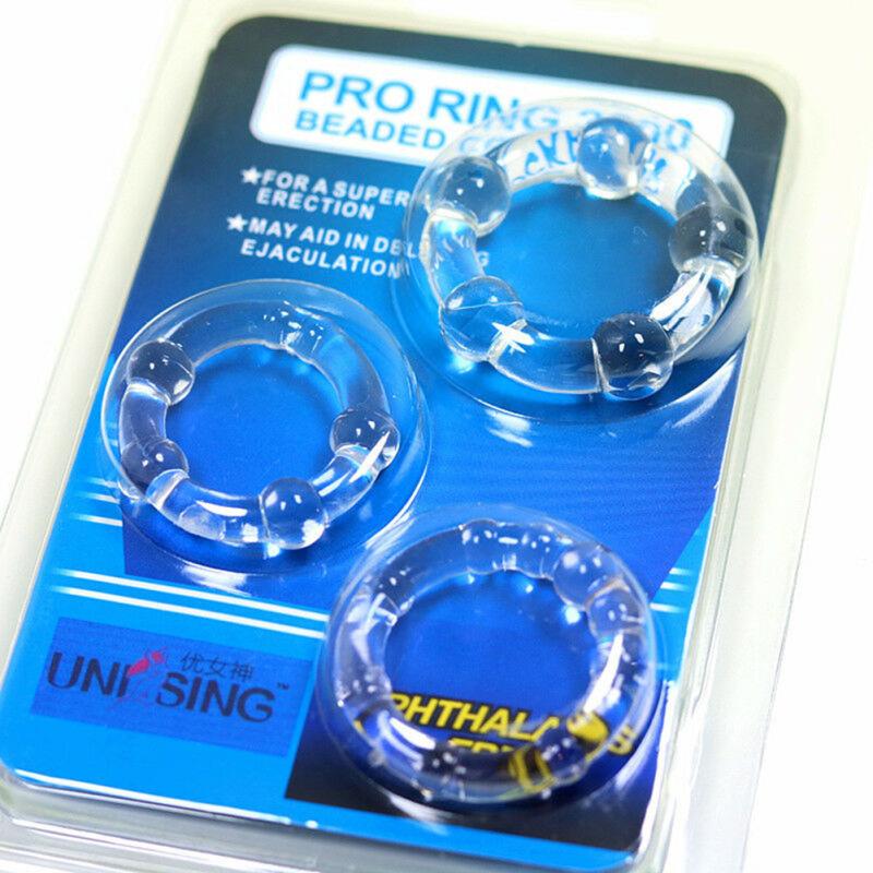 3pcs Enlarge Penis Ring Stretchy Silicone Male Erection Enhancing Cock Balls Testicle