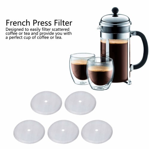 5 Pieces Stainless Steel Coffee Filter Replacement Screens for 600ml French Press Coffee Pot Mesh Filter Accessories