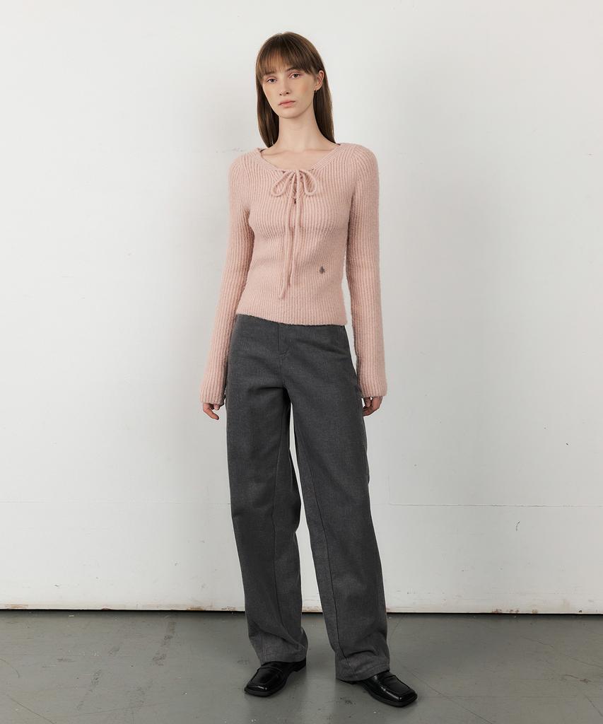 CITYBREEZE Boucle Western Lace-Up Knit_Pink
