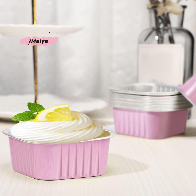 50Pcs Aluminum Foil Baking Pans Rectangle with Lids Heat Resistant Mini Loaf Pans for Baking Kitchen Accessories