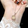 Simple Temperament Fireworks Cut Bright Cognac Open Ring Women, Versatile Stud Earrings, Pendant Necklace Three-piece Set