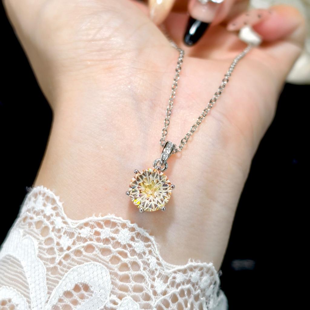 Simple Temperament Fireworks Cut Bright Cognac Open Ring Women, Versatile Stud Earrings, Pendant Necklace Three-piece Set