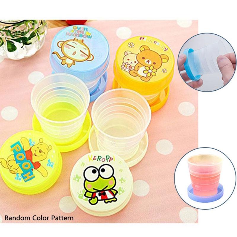 Cartoon Creative Foldable Cup Portable Plastic Travel Mug Hygienic Lightweight