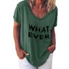 T-shirt 3D Stampate con Lettere Taglie Forti T-shirt Moda Donna Scollo a V Manica Corta T-shirt