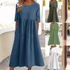 JPNTKY Moda Estiva Primavera Colore Unico Stampa Manica Corta Girocollo Abiti Casual