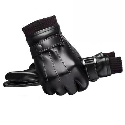 Mens Leather Gloves Winter Riding Fleece Thickened Warm Windproof Waterproof Touch Screen Winter Motorcycle Riding Gloves