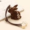 New Creative Cute Animal Rabbit Stylish 3D Flocked Easter Bunny Bag Charm Car Key Decoration Holiday Gift Bag Charm