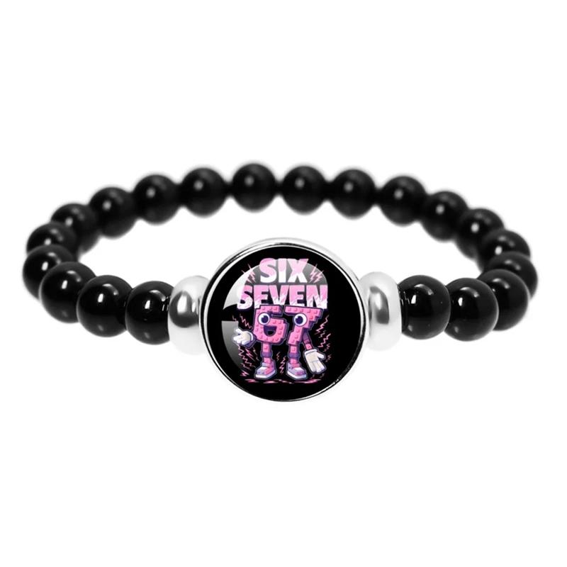 

Seven Six 67 Beaded Bracelet Souvenir Gifts Brainrot Meme Elastic Bead Bracelet Wristband Children Jewelry Accessories