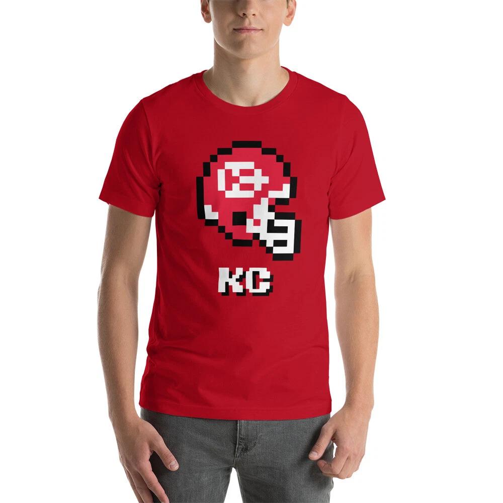 Kansas City Chiefs NES Football Helmet 8-bit Tecmo Super Bowl Retro Tee T-Shirt S