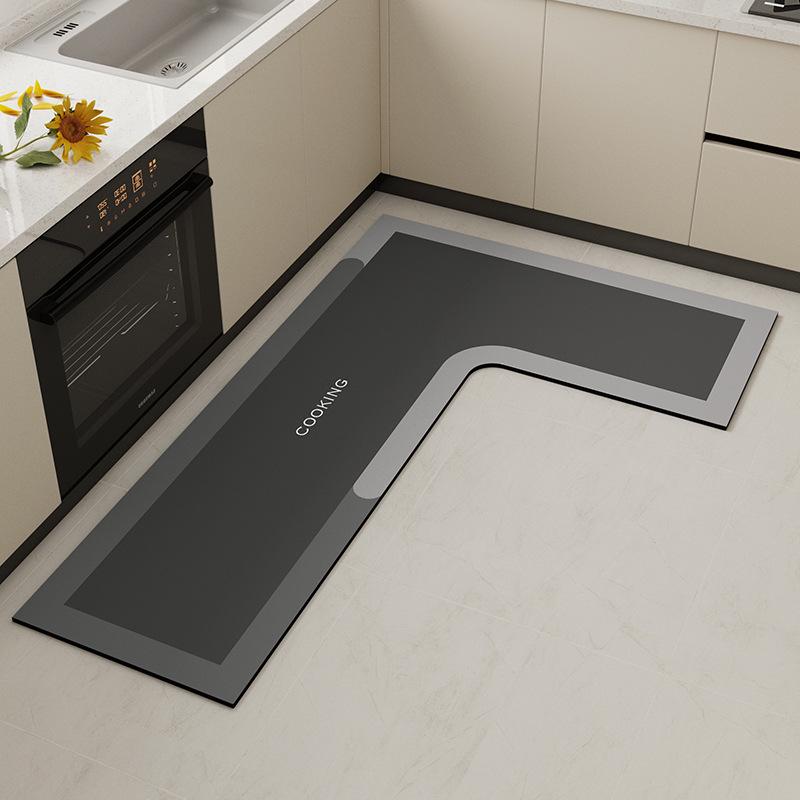 

Кухонные коврики L-образной формы премиум-класса: грязеотталкивающая, простая в уходе, впитывающая, быстросохнущая диатомовая грязь для бытового использования. 80*150cm
