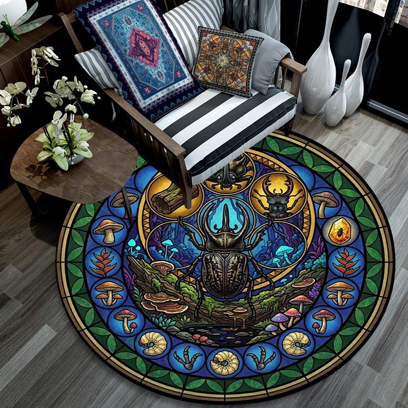 Bee Honey Glass Round Area Rug Under Office Chairs Bedroom Living Room Home Decor