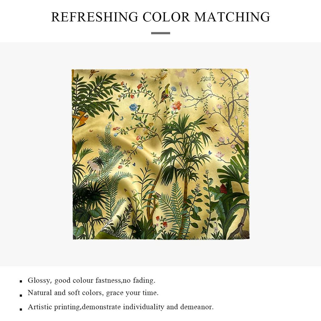 LumiSyne Атласный шелк Маленький квадратный Цветочный и Дерево Милый Дышащий и Декоративный Квадратный вырез Повязка для волос Женский шарф, Шарф, 53x53см, На тему природы