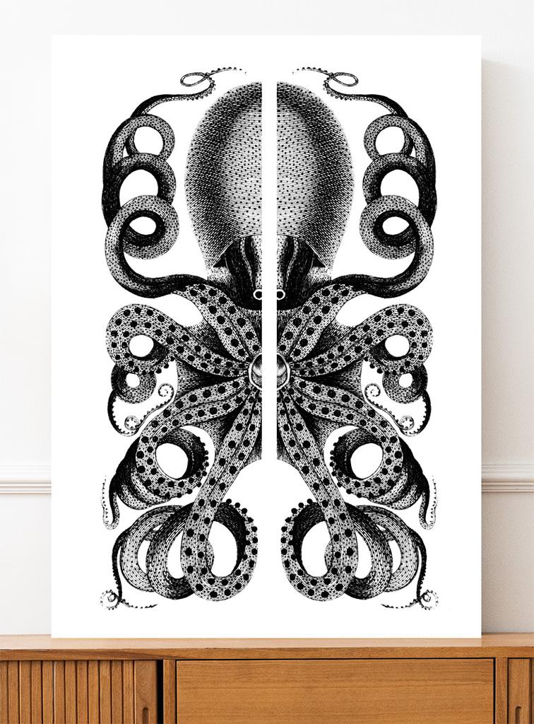 Black and White Poster Octopus