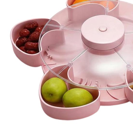 Heart-Shaped Rotating Snack Tray with 5 Compartments 360 Degrees Spinning Serving Platter