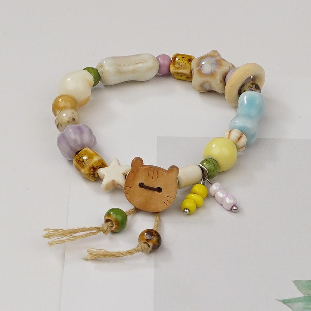 Ceramic beaded bracelet small fresh ancient style national style simple bracelet summer
