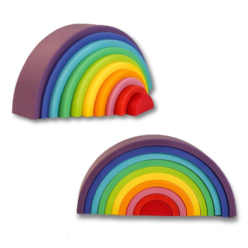 1Set Baby Rainbow Colors Silicone Stacking Toys Montessori Creative Toys BPA Free Food Grade Silicone Early Education Kids Gifts
