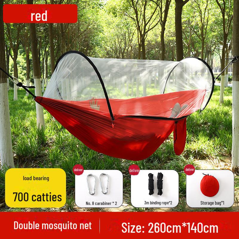 """Schnellöffnende Mückendichte Outdoor-Hängematte mit Netz - Einzel-/Doppel-, Kippsicher, Nylon"""