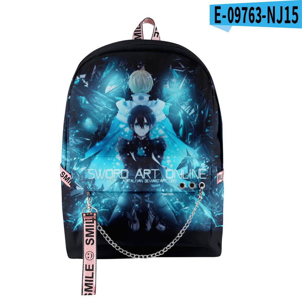 Classic Novelty Sword Art Online Student School Bags Unisex 3D Prind Oxford Waterproof Notebook Multifunction Travel Backpacks