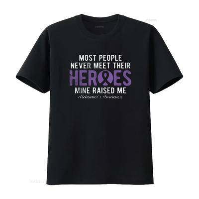 Heroes Mine Raised Me Alzheimers Awareness T Shirt Vintage Washed Graphic Homme Designer Clothes Breathable Streetwear Slightly
