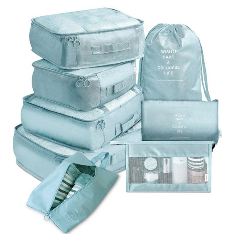 Ensemble de 8 sacs organisateurs pour voyage Sacs organisateurs Accessoires Bagage Valise Organisateur Sac de toilette étanche Rangement pour vêtements
