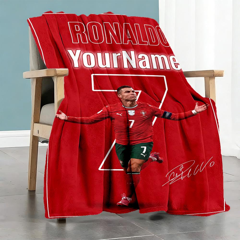 Cristiano Ronaldo 21 Personalized Text Blanket Gift Personalized Blanket Soft & Cozy Perfect for Sofa Chair Bedding Living Room for All Occasions
