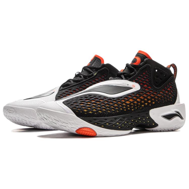 New LiNing BadFive Cushioning Abrasion Resistant Breathable Mid Top Basketball Shoes Men's Black White ABFV025-2