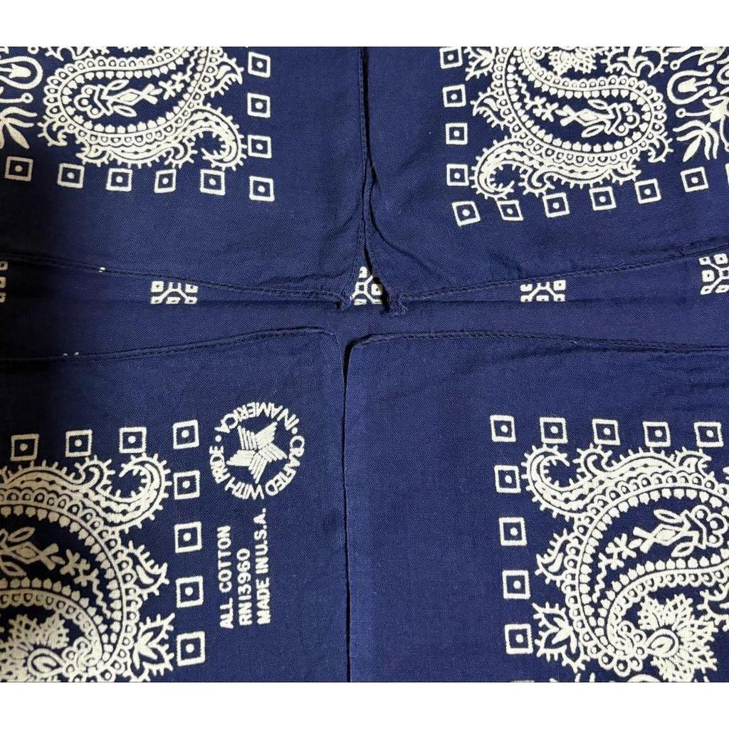 Used VINTAGE BANDANA USA CLOTH PAISLEY JAY ADAMS 80s NAVY