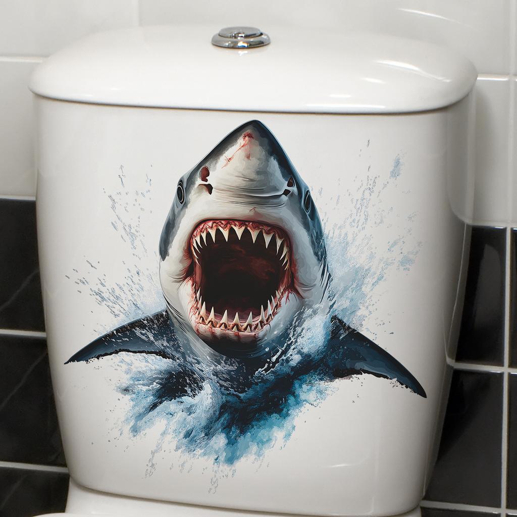 Creative Shark Toilet Stickers, Funny Decorative Stickers for Bathrooms and Toilets