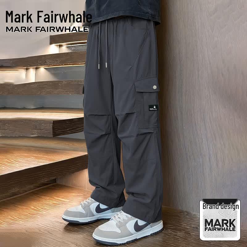 Mark Fairwhale Men's Summer Ice Silk Quick-Dry Loose Straight Leg Techwear Cargo Pants
