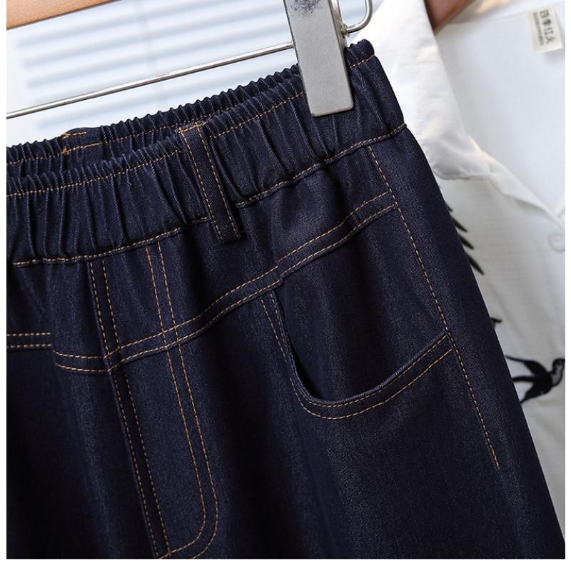 DIMANAF 2025 Autumn Plus Size Women Jeans Pants Denim Elastic Basic Blue High Waist Trousers Oversize New Pants 5XL