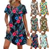 Dresses For Women Short Sleeve Print Round Neck Casual Dresses Waist Dress With Pockets