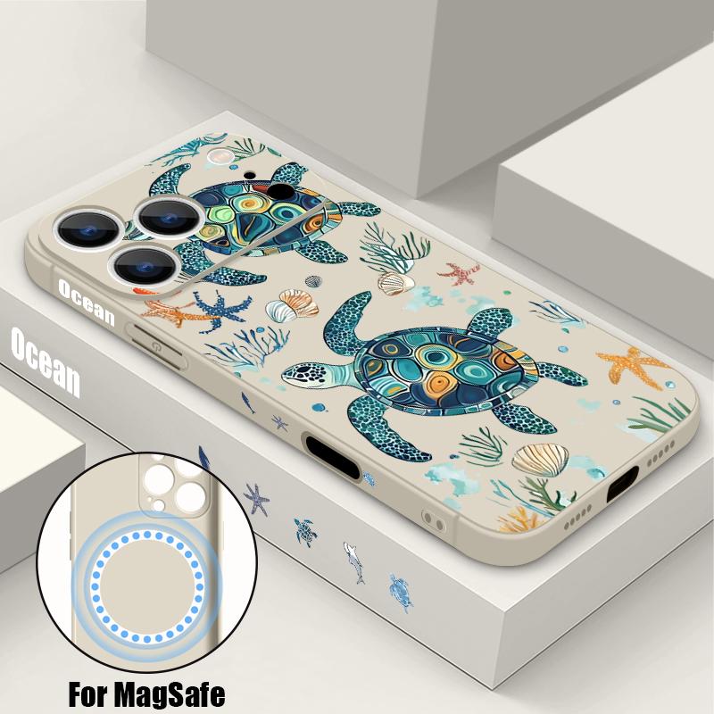 For iPhone 17 Pro Max Case Shark Whale Marine Life Pattern Magnetic For Magsafe Soft Cover For iPhone 16 15 14 13 Pro Max 17E 16E