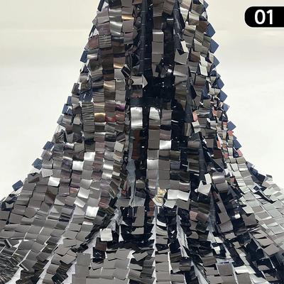 1 Yard Monochrom Große Karos Glänzender Netzgrundstoff Kostüm Paillettenstoff Damen Abendbankettkleid Nähen DIY Verkauf pro Yard