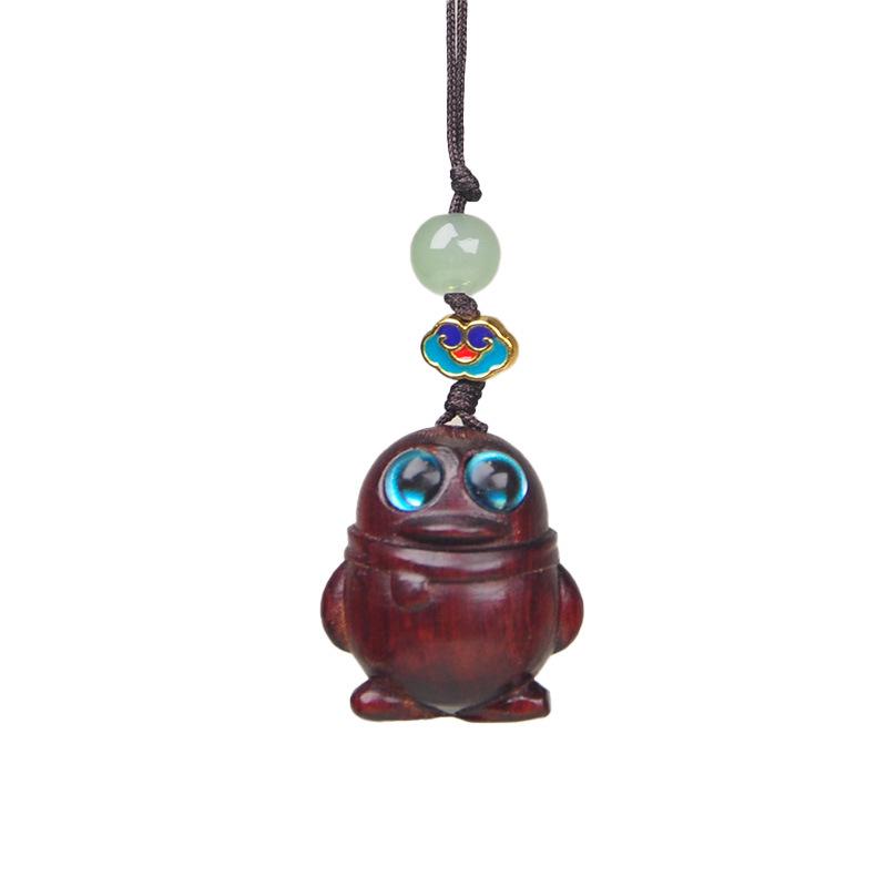 Green & Purple Sandalwood Rhinoceros and Barbie Charm Keyring & Backpack Pendant