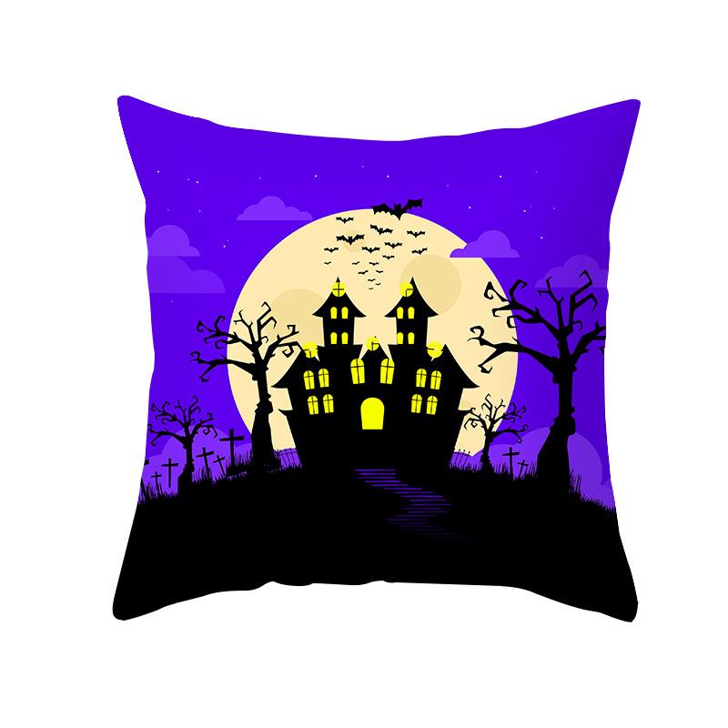 Halloween Pillow Case Cartoon Pumpkin Head Castle Peach Velvet Cushion Home Furnishings