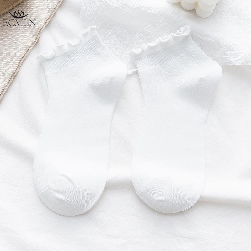 Chaussettes Mi-Mollet Mignonnes en Dentelle Style Décontracté d'Été Chaussettes de Mode Chaussettes en Coton Couleur Bonbon pour Femmes
